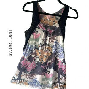 SWEET PEA | NWOT | BOHO LACE MESH FLORAL TANK TOP | SIZE: MEDIUM